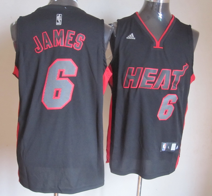  NBA Miami Heat 6 LeBron James New Revolution 30 Swingman Black Red Jersey